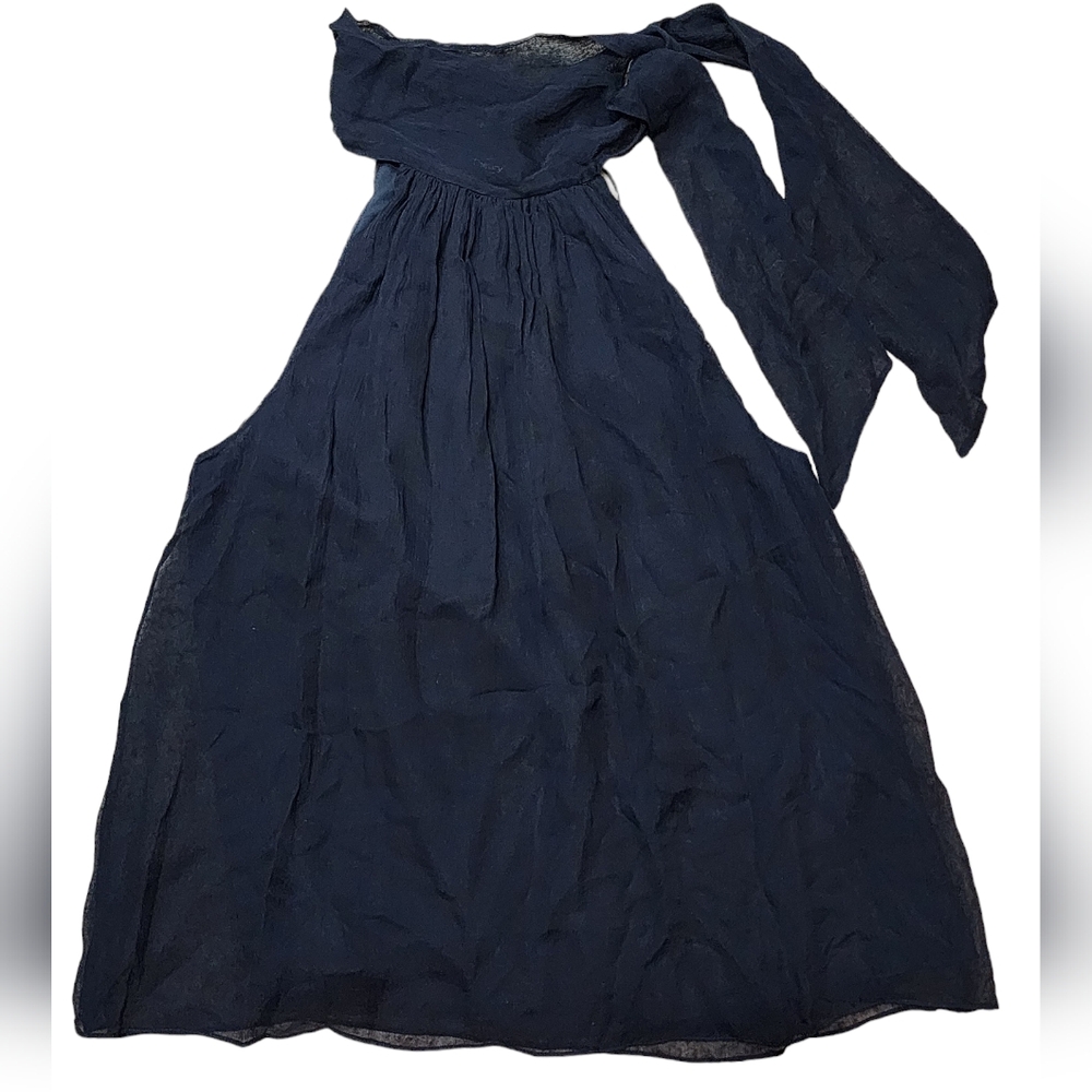 Theory Navy Blue Halter Tank Top with Neck Tie